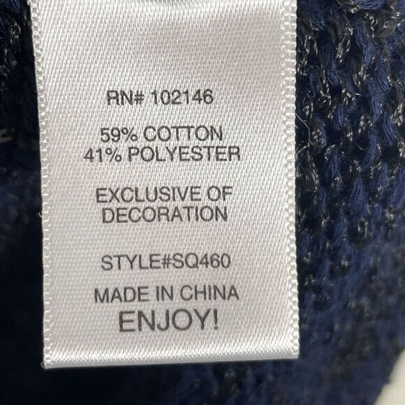 NWT Michael Stars Navy Boat Hi Low Women's Size XS Long‎ Sleeve Sequin Sweater - Picture 9 of 9